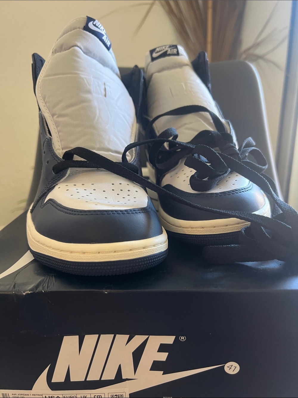 Nike Men Navy and White High-Top Sneakers